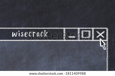 Closing browser window with caption wisecrack. Chalk drawing. Concept of dealing with trouble