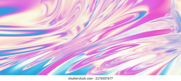 Cloth fabric gradient waves abstract background  Iridescent chrome wavy surface  Liquid surface  ripples  reflections  3d render illustration 