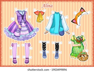 clothes for the doll Alina. For play and creativity. Cut out clothes and a doll, dress up and play.