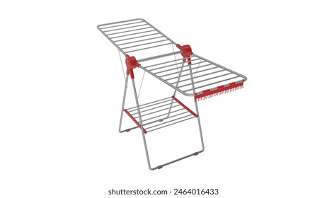 Clothes drying rack isolated on white background.3d rendering.