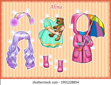 Clothes For The Paper Doll Alina. For Play And Creativity. Cut Out Clothes And A Doll, Dress Up And Play.