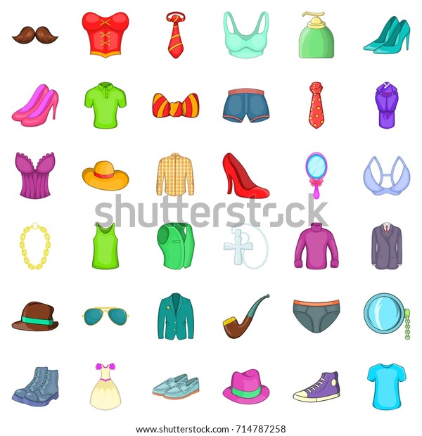 Clothes Shoes Icons Set Cartoon Style Stock Illustration 714787258 ...