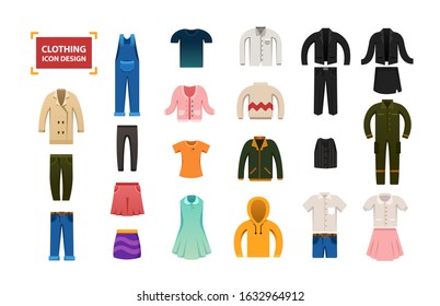 
Clothing Icon Color Set Design