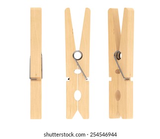 Clothup Wooden Clothspins on a white background