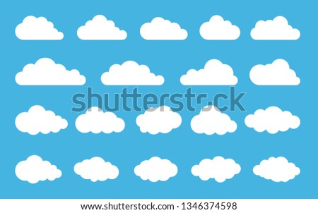 Cloud. Abstract white cloudy set isolated on blue background.