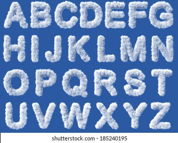 Cloud alphabet on white background, high quality 3d render