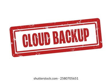Cloud backup. A red stamp isolated on white background.