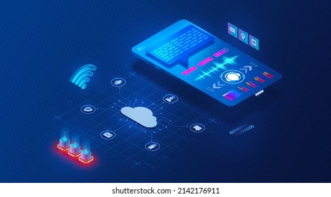 Cloud Communications Concept - Contact Center as a Service and Communications Platform as a Service - CPaaS and CCaaS - New Cloud-based IT Solutions - 3D Illustration
