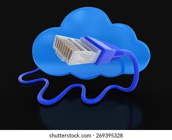 Cloud and computer cables (clipping path included)