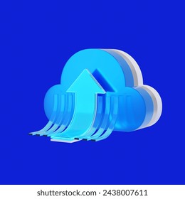 Cloud computing 3d illustration with clipping path on blue background.