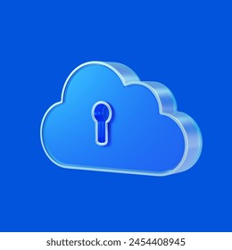 Cloud computing 3d illustration with clipping path on blue background.