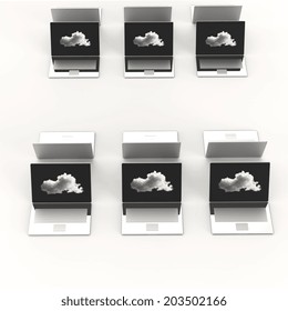 Cloud computing 3d sign on laptop computer as concept 