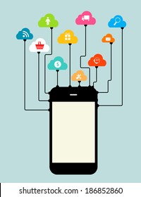 Cloud Computing Concept on Different Electronic Devices.  Illustration