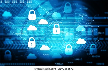 Cloud Computing Cyber Security Futuristic Technology Stock Illustration ...