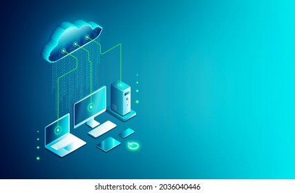 Cloud Computing - Devices Connected To The Digital Cloud