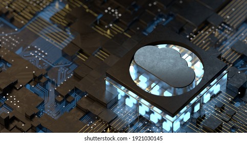 Cloud Computing Digital Information Data Center Technology. Computer Information Storage. Cybersecurity 3d Illustration