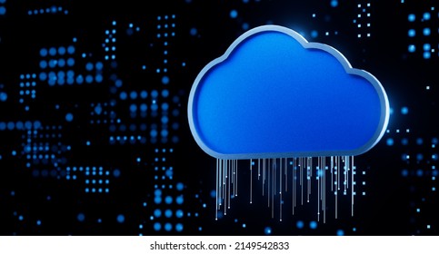 Cloud Computing Digital Information Data Center Technology. Computer Information Storage Cybersecurity 3d illustration