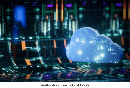 Cloud Computing Digital Information Data Center Technology. Computer Information Storage. Cybersecurity 3d Illustration - Powered by Shutterstock - Get 15% off with code: PIKWIZARD15