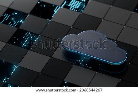 Cloud Computing Digital Information Data Center Technology. Computer Information Storage. Cybersecurity 3d Illustration
