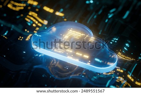 Cloud Computing Digital Information Data Center Technology. Computer Information Storage. Cybersecurity 3d Illustration