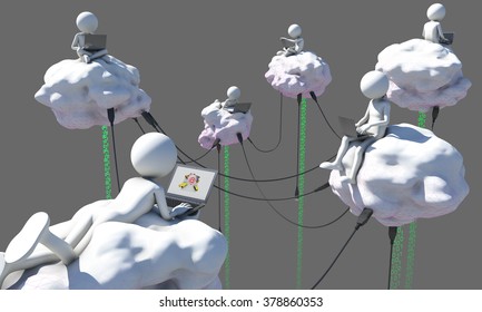 Cloud computing with grey background