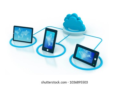 Cloud computing network , 3d illustration, abstract background	