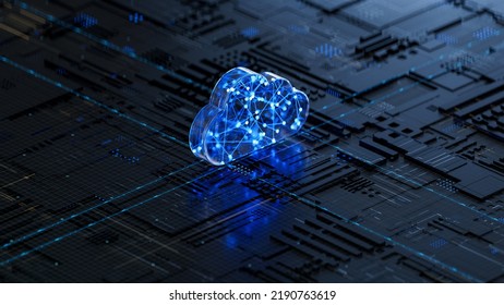 Cloud Computing And Network Security Concept, 3d Rendering,conceptual Image.