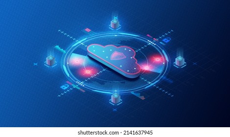 Cloud Computing Security - Vulnerability And Threat Management Solutions - Security Operations And Program Governance - New Threat Intelligence Applications - 3D Illustration