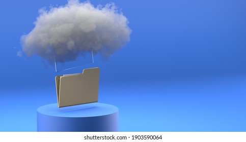 Cloud Computing. Storage of digital assets and data in the cloud. Network Server, Server Rack. Data Migration, Data Estate Modernization. Data Lake 3D Illustration - Powered by Shutterstock