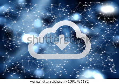 Cloud data download concept, on internet network  background. 