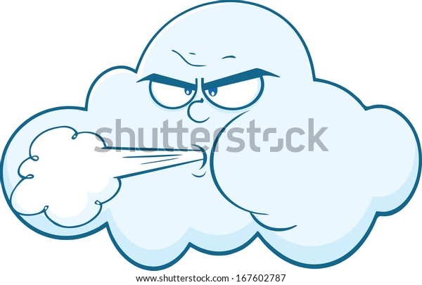 Cloud Face Blowing Wind Cartoon Mascot Stock Illustration 167602787