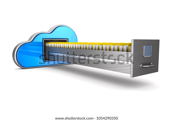 Cloud Filing Cabinet On White Background Stock Illustration 1054290350