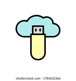 Cloud, Flashcard Icon. Simple Color With Outline Illustration Elements Of Internet Storage Icons For Ui And Ux, Website Or Mobile Application