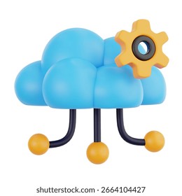 cloud hosting process 3d icon