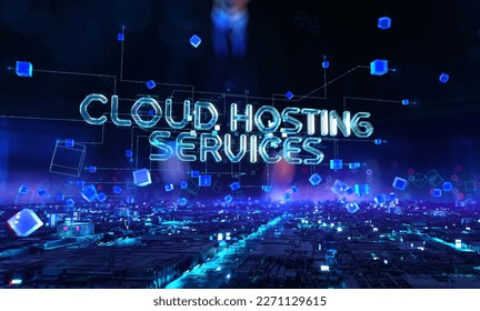 Cloud Hosting Services- businessman working touching with augmented virtual reality at night office