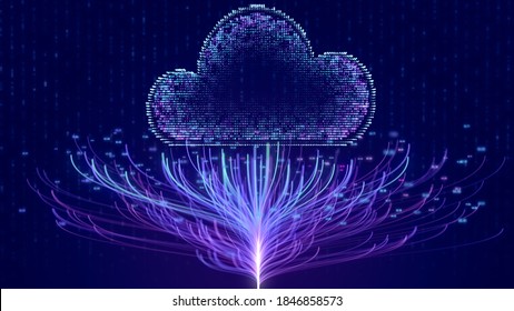 Cloud internet network technology with Big Data number node tree connection, digital online cloud computing concept background