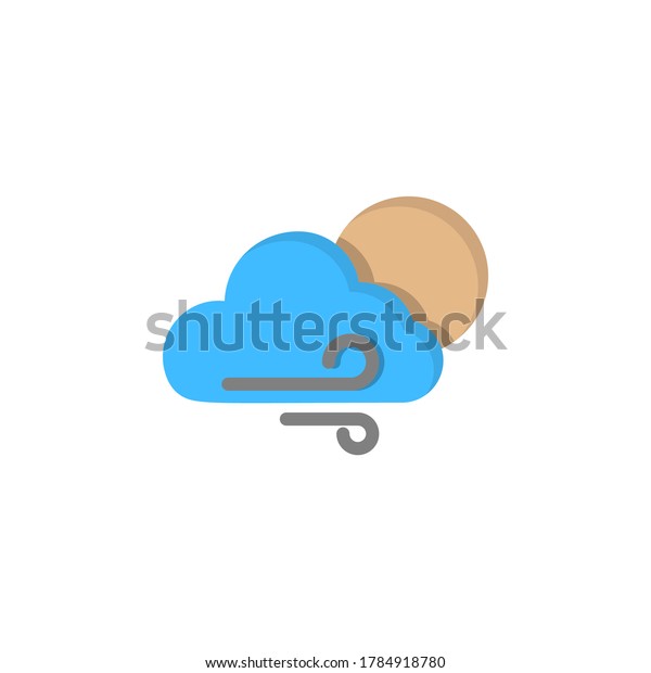 Cloud moon wind icon. Simple line, outline\
illustration of two color weather icons for ui and ux, website or\
mobile application