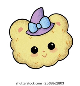 "Cloud Puff With a Hat Full of Charm" perfect for stickers, merchandise, mascots, clothing embroidery, apparel designs. This pack Offers high-quality, eye-catching characters, easy to use.