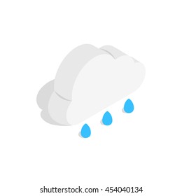 Cloud With Rain Drops Icon In Isometric 3d Style On A White Background