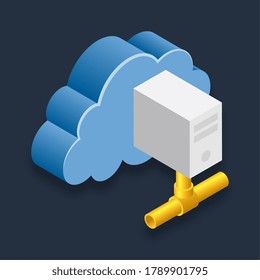 Cloud server - Isometric 3D illustration.