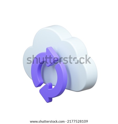 Cloud Service Update 3d rendering icon. Isolated on white.