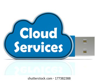 Cloud Services Memory Stick Showing Internet File Backup And Sharing