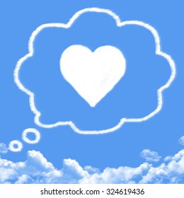 Cloud shaped as thinking of falling in love