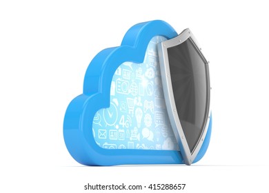 Cloud Shield Cloud Security Concept 3d Stock Illustration 415288657 ...