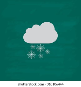Cloud   snowflakes   Icon  Imitation draw and white chalk green chalkboard  Flat Pictogram   School board background  Illustration symbol