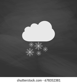 Cloud   snowflakes  Imitation draw icon and white chalk blackboard  Flat Pictogram   School board background  Illustration symbol