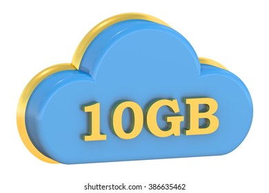 Cloud Storage 10GB Concept Isolated On White Background