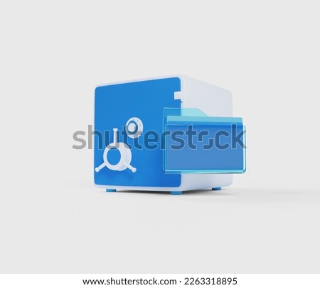 Cloud storage of data on financial transactions. Network folder and safe. Digital technologies. 3D rendering.