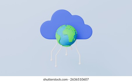 Cloud storage technology, global data sharing, online database, transfer data information concept