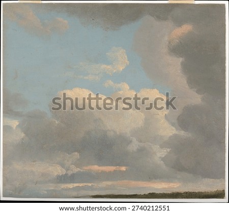 Cloud Study (Early Evening) by Simon Denis. Beautiful vintage oil painting. Vintage artwork.